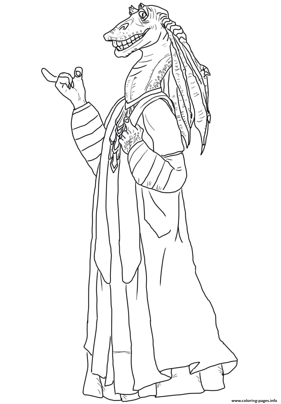 Jar Jar Binks Star Wars Episode II Attack Of The Clones Coloring Pages