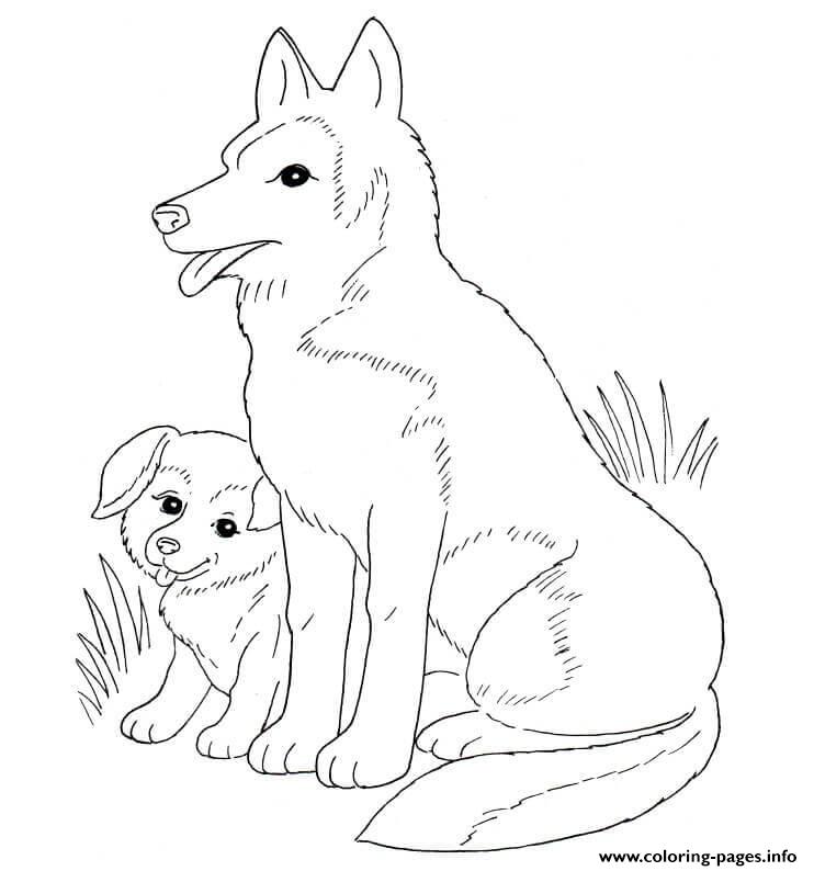Dog Mother And Puppy coloring