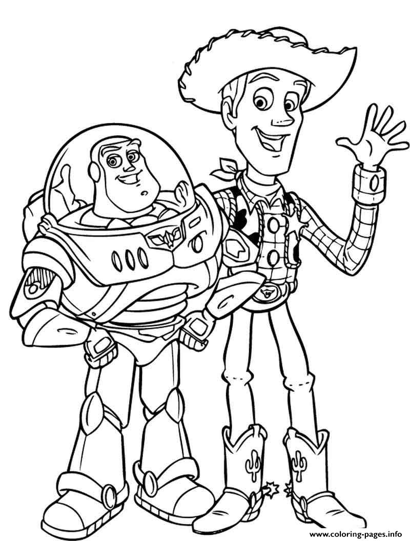 Buzz Lightyear And Woody Sheriff Hello Coloring Pages Printable