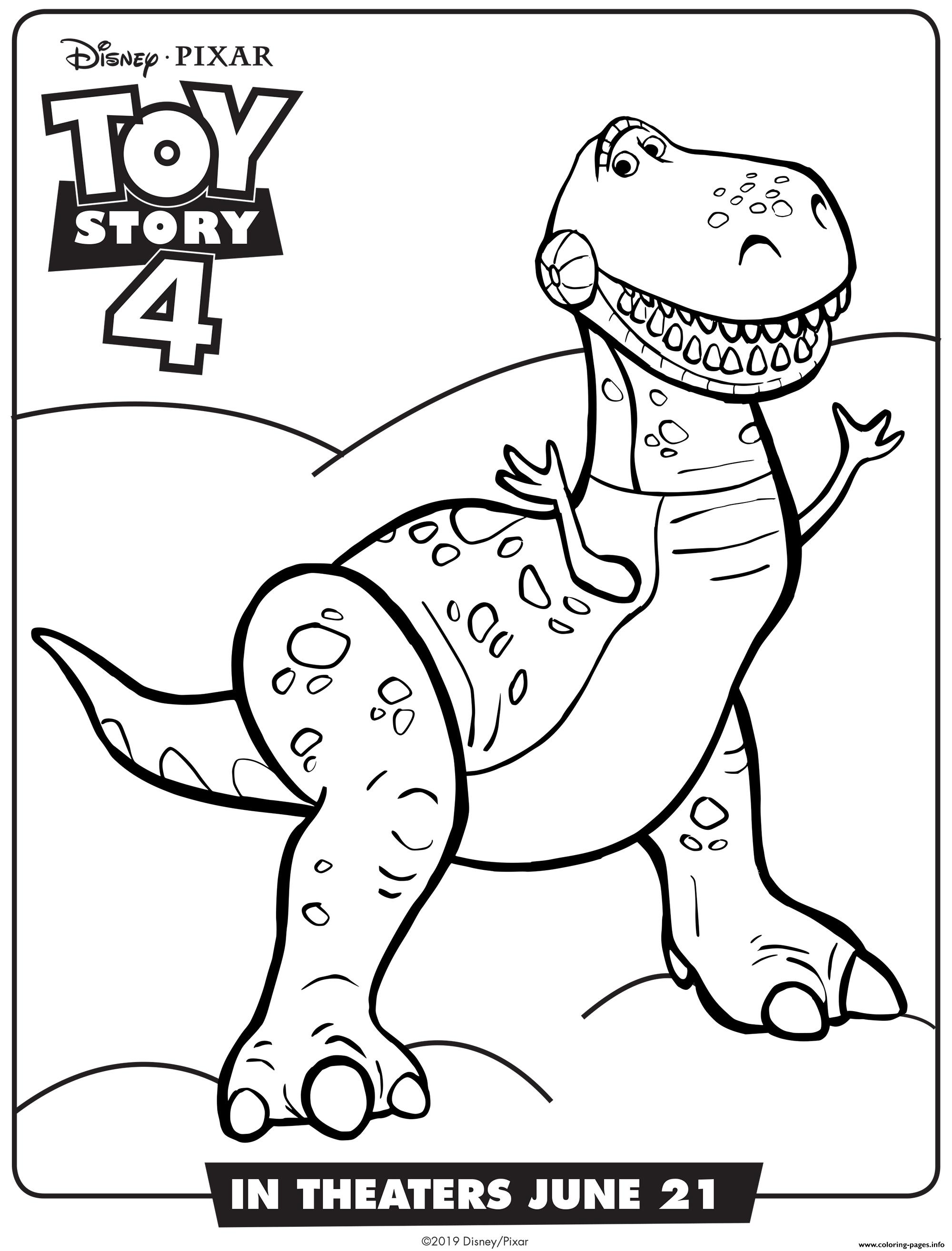 toy story 4 rex coloring pages printable