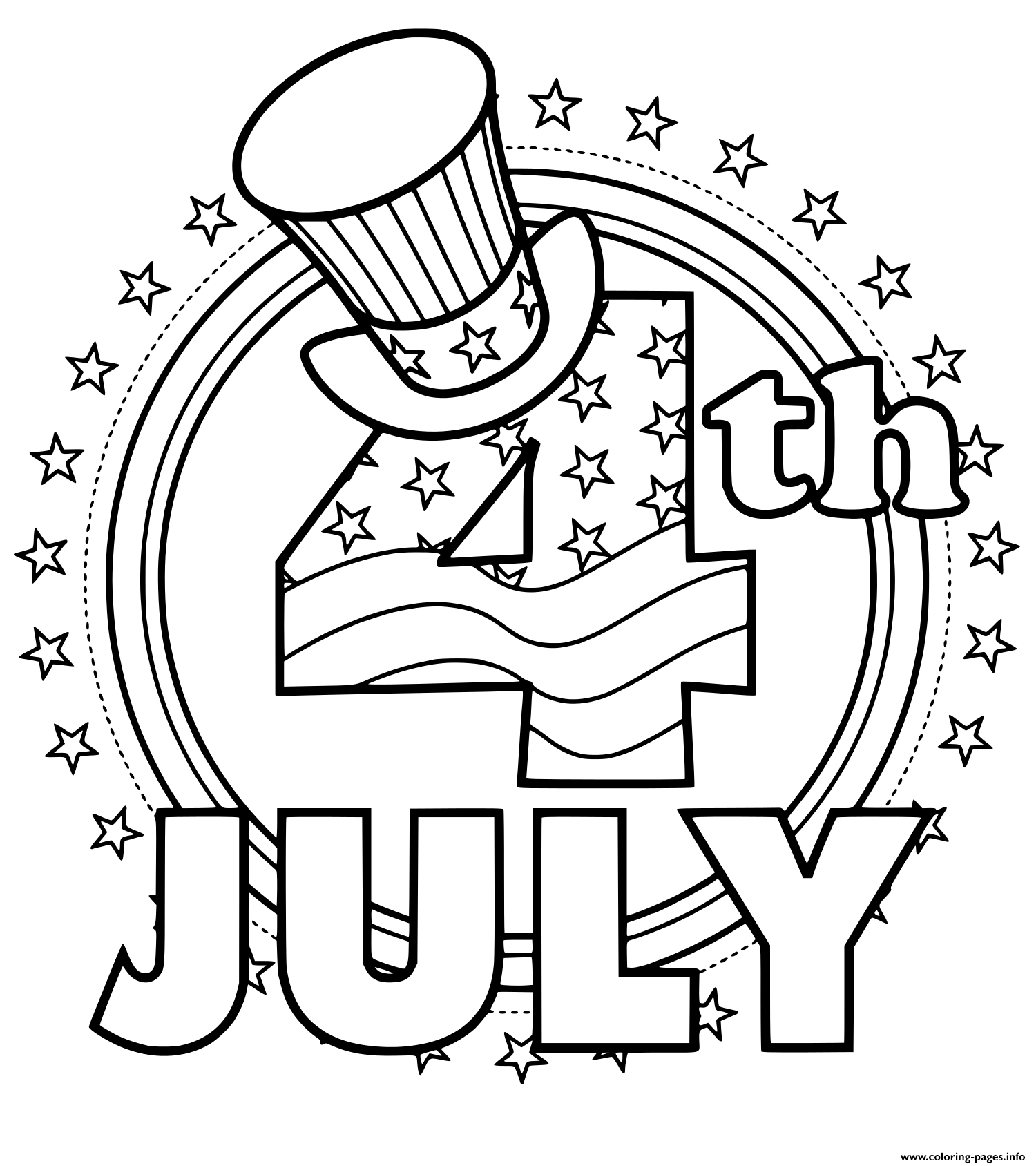 4th Of July Hat Stars Flag coloring