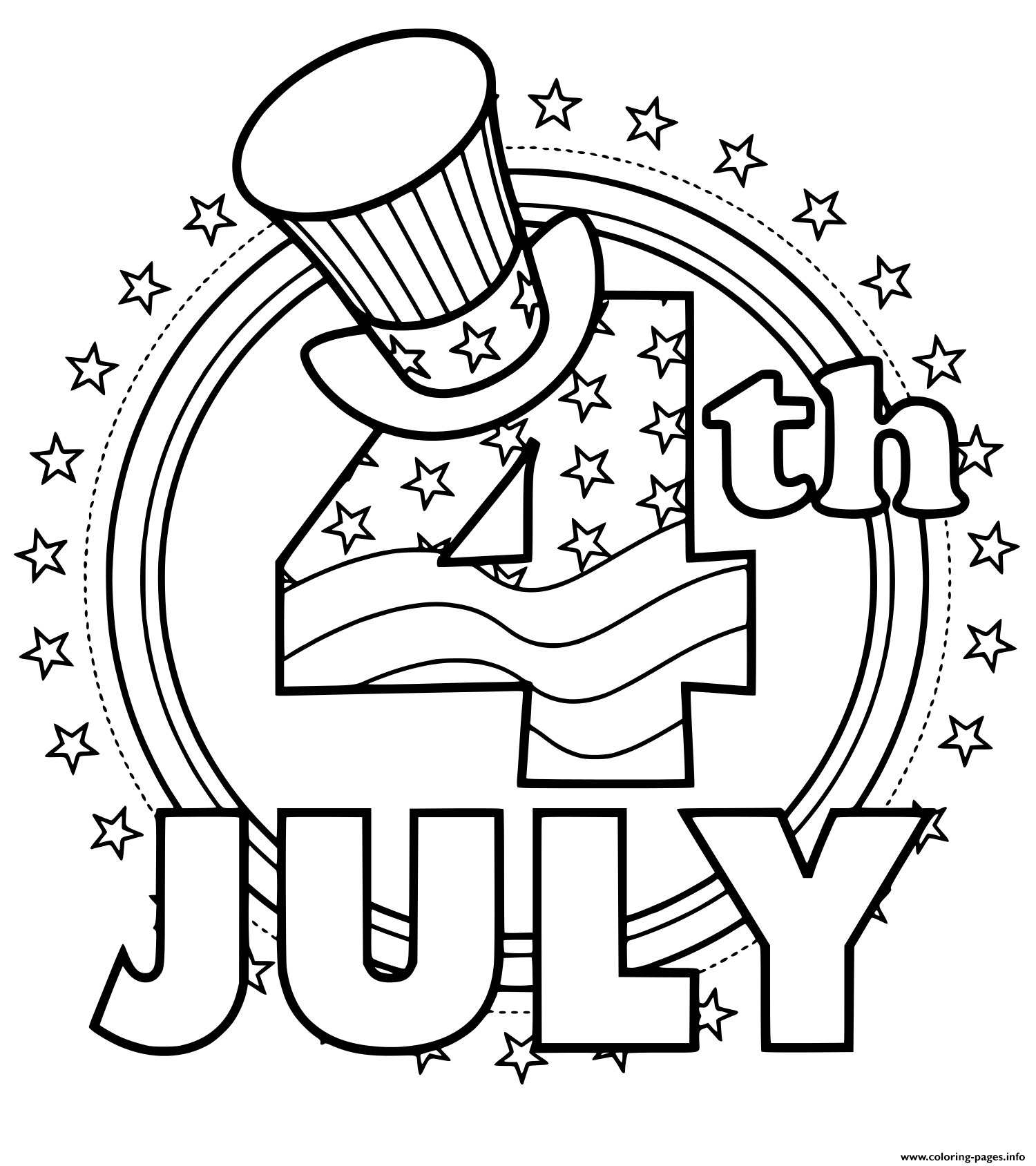 4th Of July Hat Stars Flag Coloring Page Printable