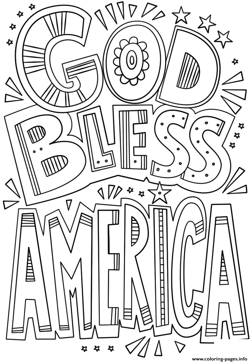 God Bless America Doodle coloring