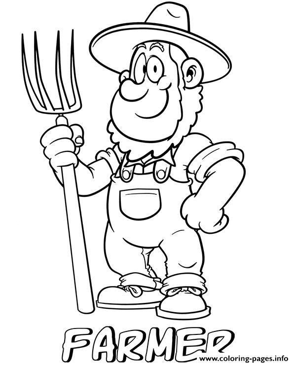 Farmer In Overalls Coloring Sheet Coloring Pages