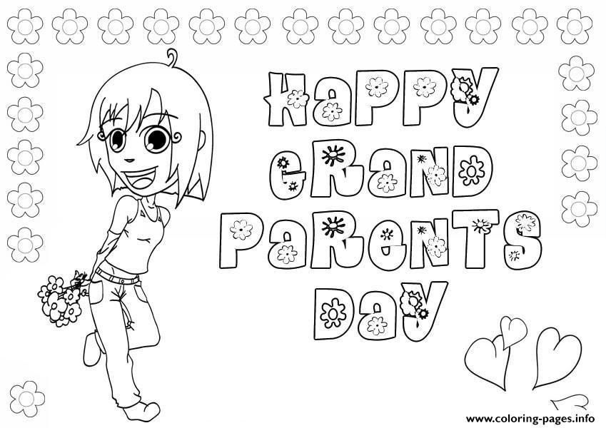 Grandparents Day Coloring Card Coloring page Printable