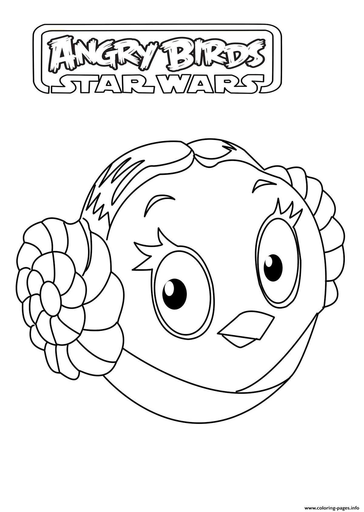Kids Angry Birds Star Wars Leia Organa coloring