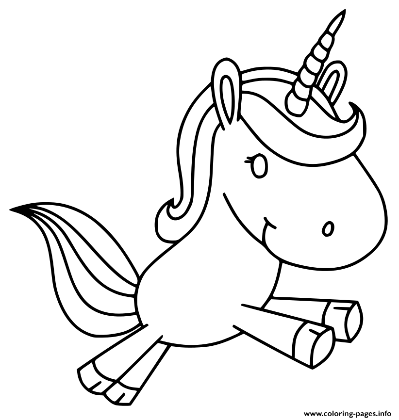 Unicorn Kawaii Happy Animal Coloring page Printable