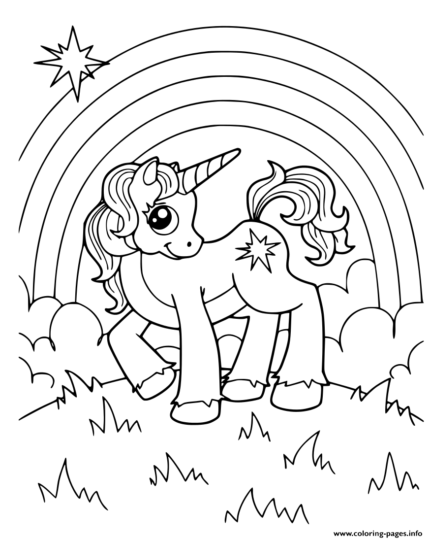 Unicorn Rainbow Magic Stars Coloring page Printable