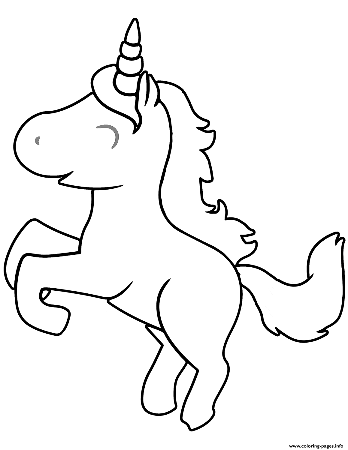 Cute Cartoon Unicorn Coloring page Printable