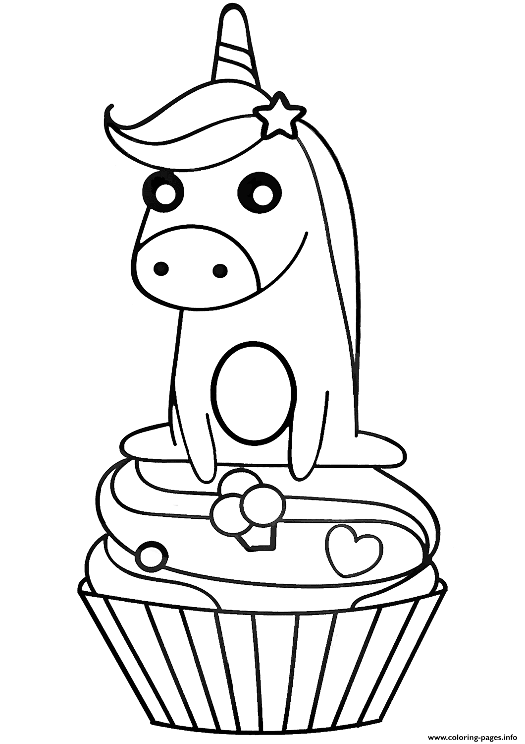 Unicorn On Cupcake coloring