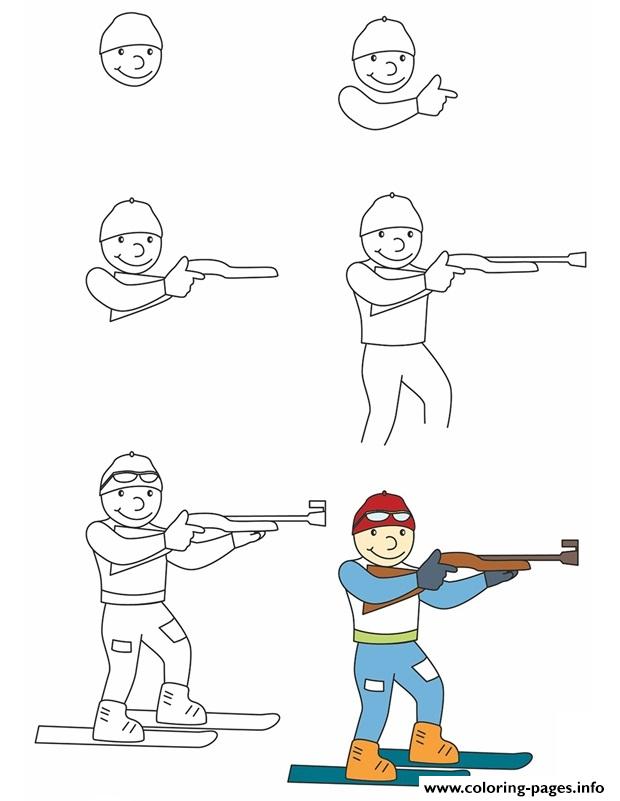 How To Draw Biathlon coloring