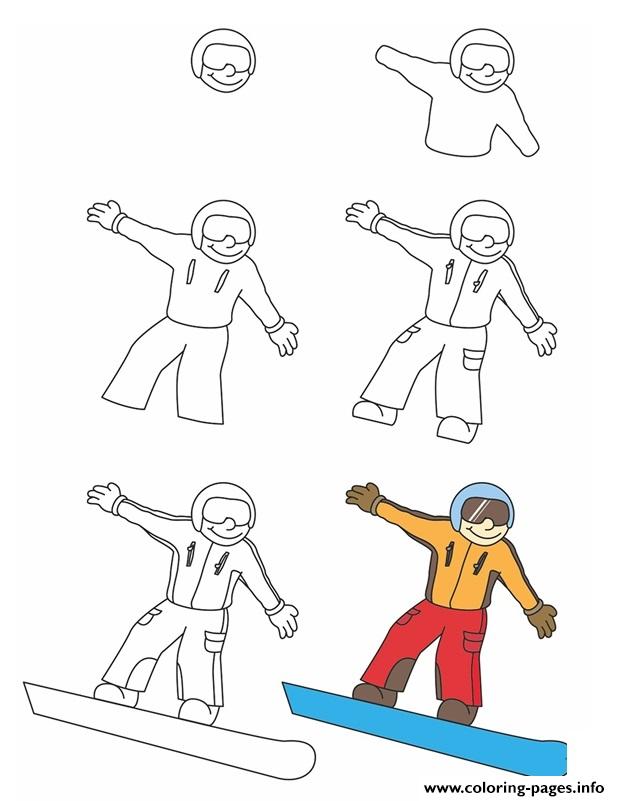 How To Draw Snowboard coloring