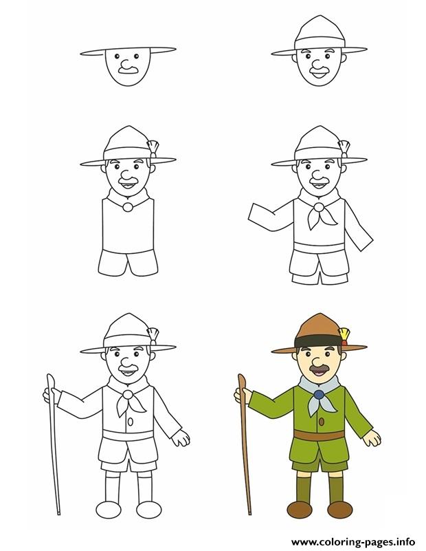 How To Draw Robert Baden Powell coloring