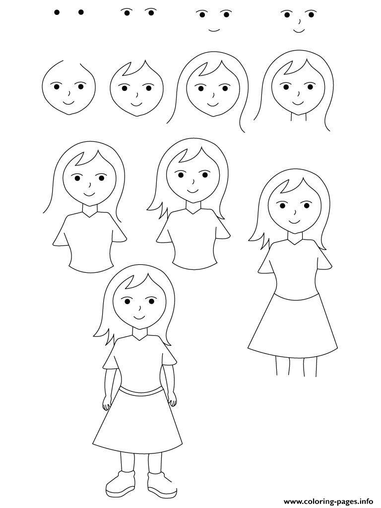 How To Draw A Girl Coloring page Printable