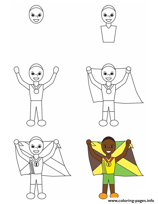 How To Draw Usain Bolt Coloring Pages Printable