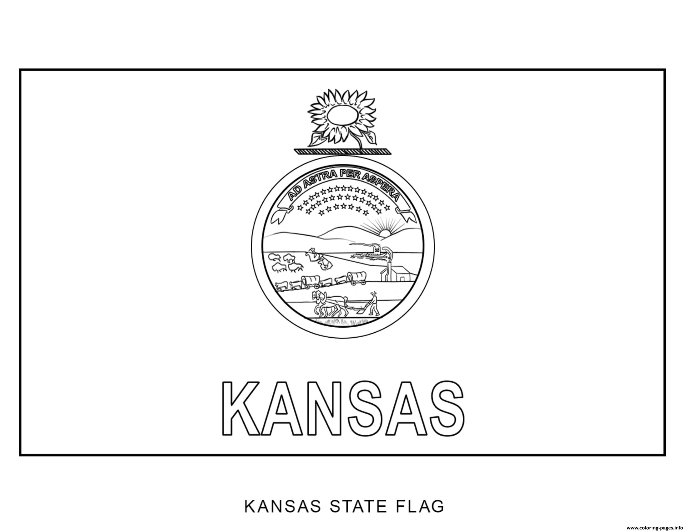 Kansas Flag US State coloring