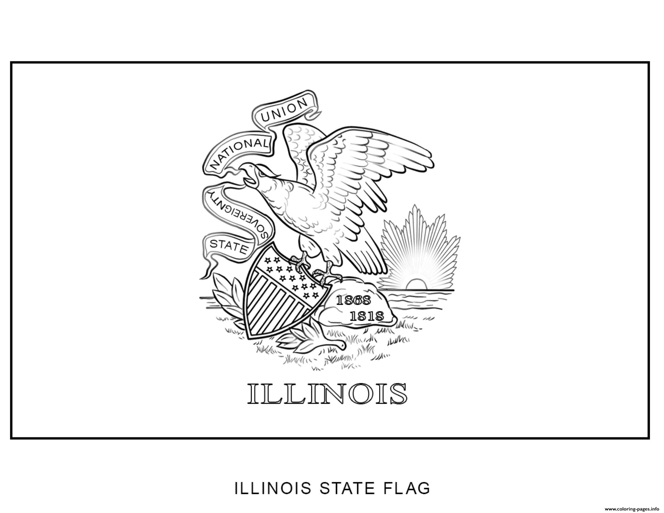 Illinois Flag US State coloring