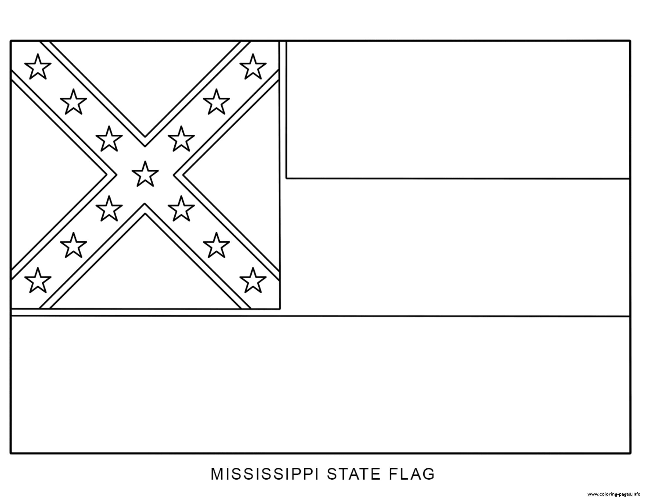 Mississippi Flag US State Coloring page Printable
