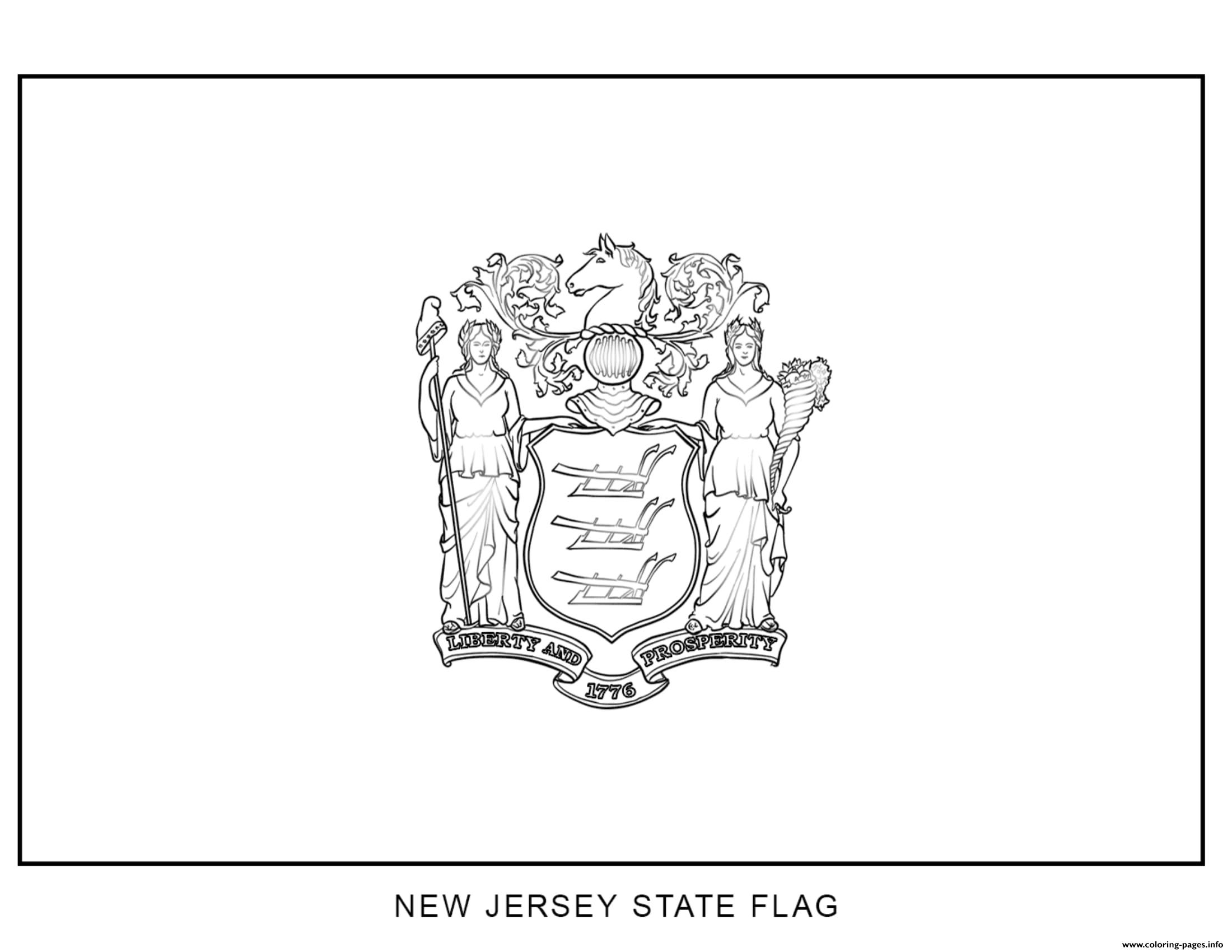 New Jersey Flag US State coloring
