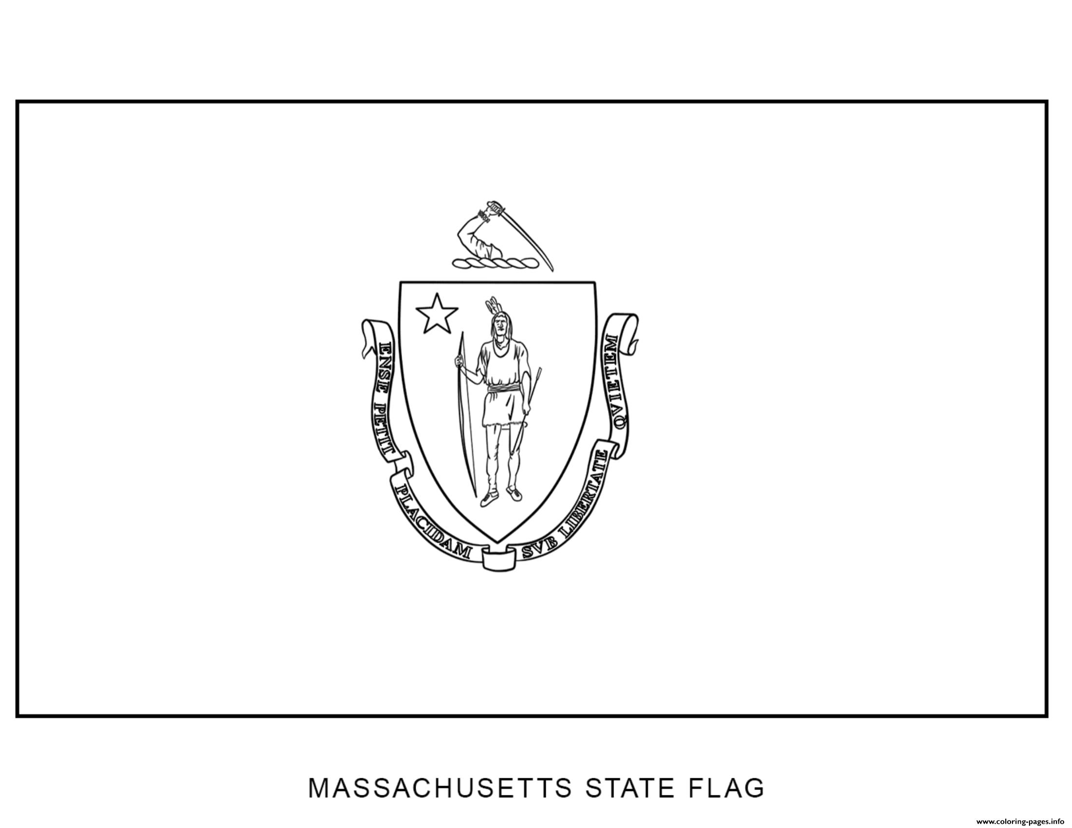 Massachusetts Flag US State coloring