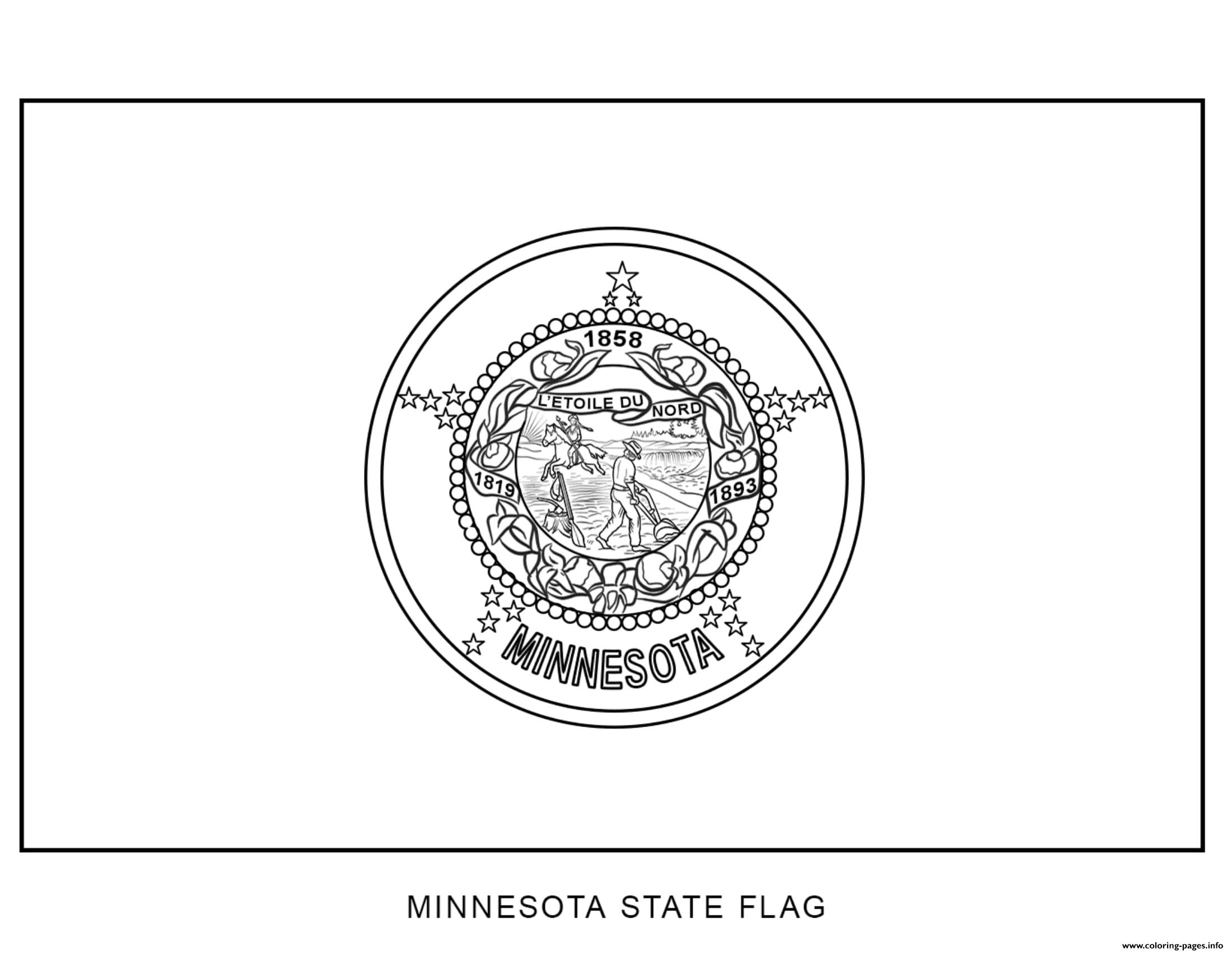 Minnesota Flag US State coloring