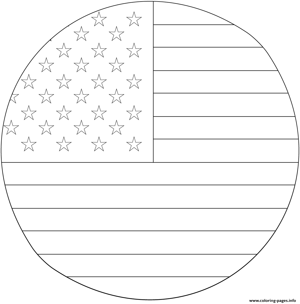 American Flag In Circle coloring