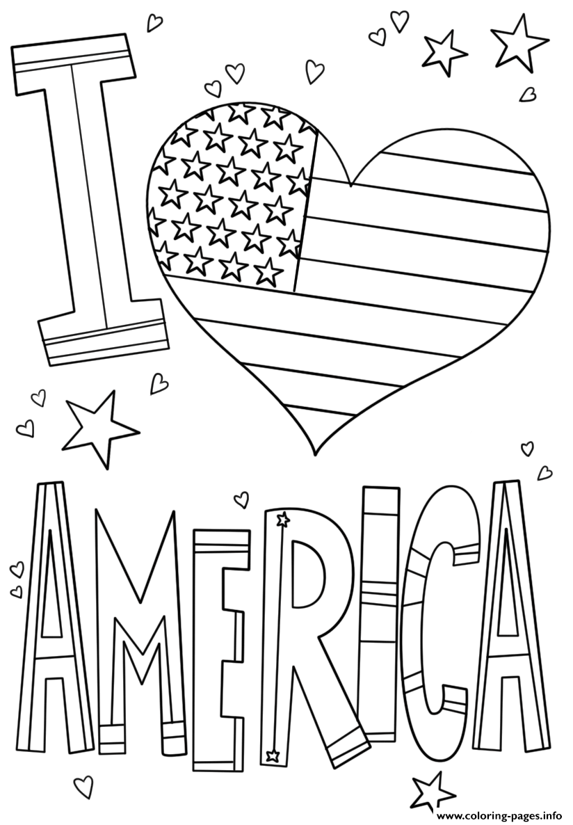 I Love America coloring