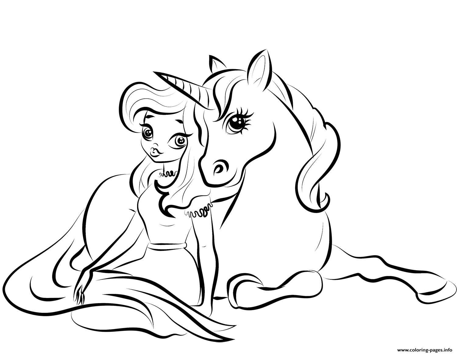 Princess With Unicorn 2 coloring
