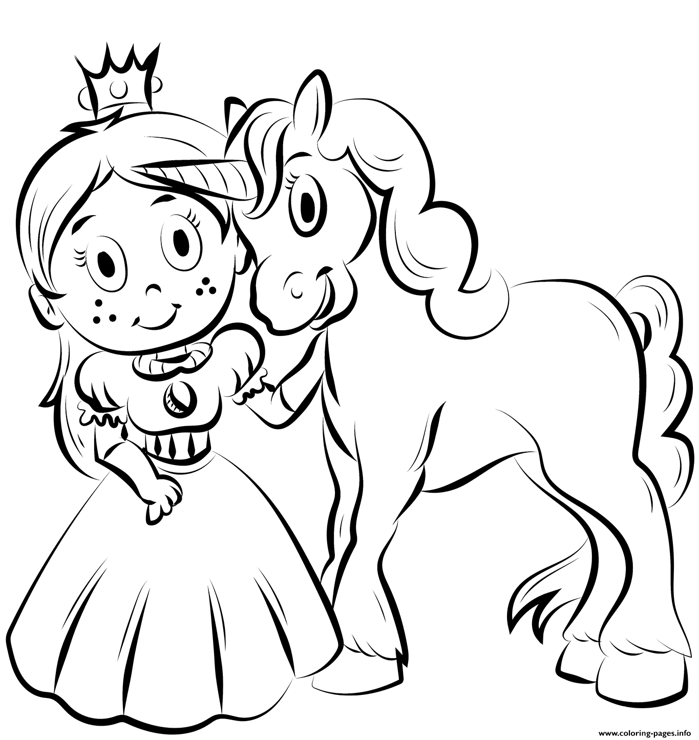 Princess With Unicorn coloring