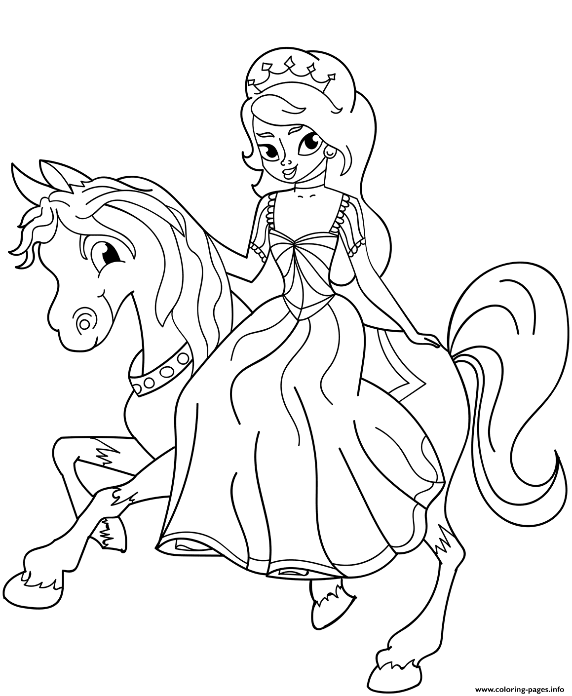 Princess Riding Horse coloring