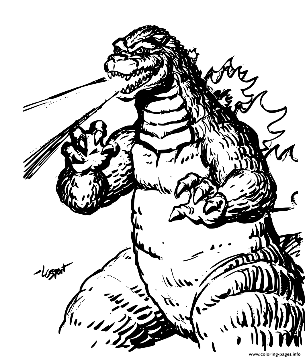 Godzilla Spit Fire Coloring page Printable