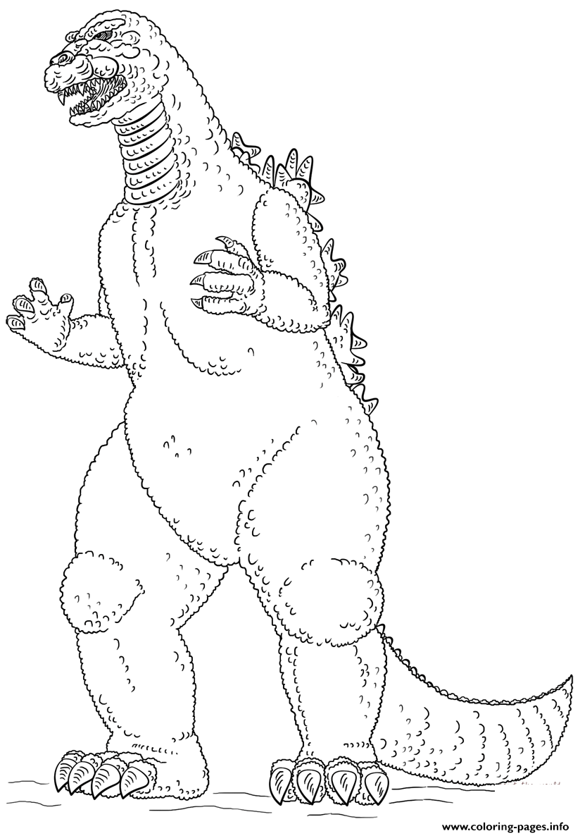Godzilla Fictional Monster Coloring Pages Printable