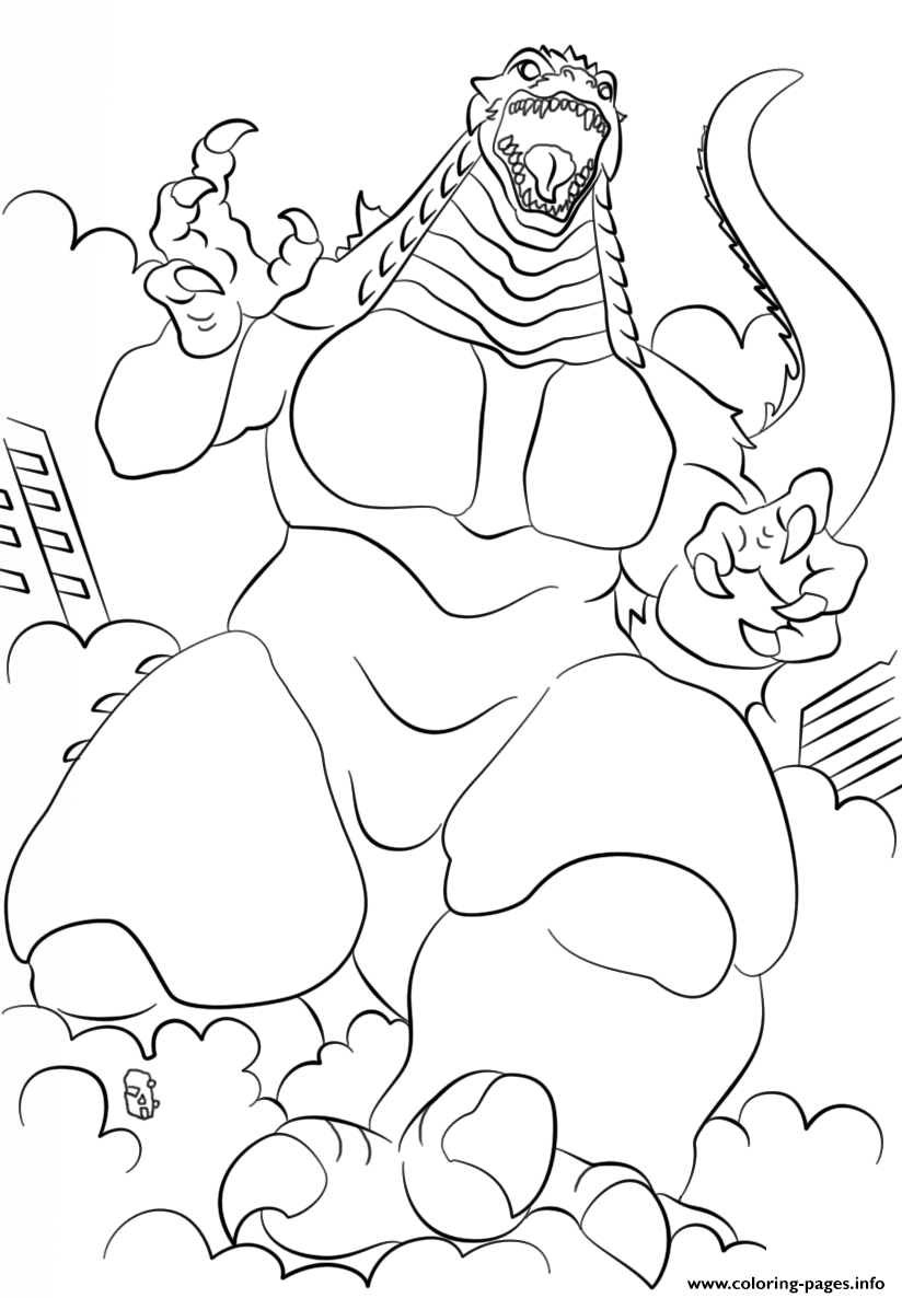 Running Godzilla Coloring Pages Printable