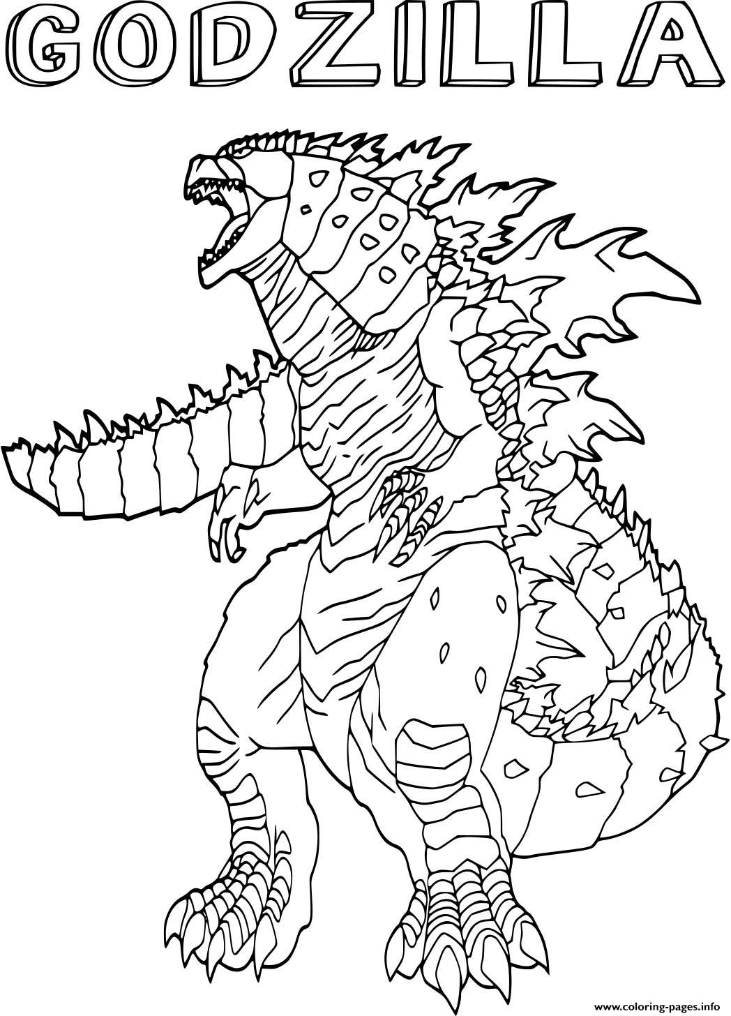 Godzilla Monster Creature Coloring Pages Printable