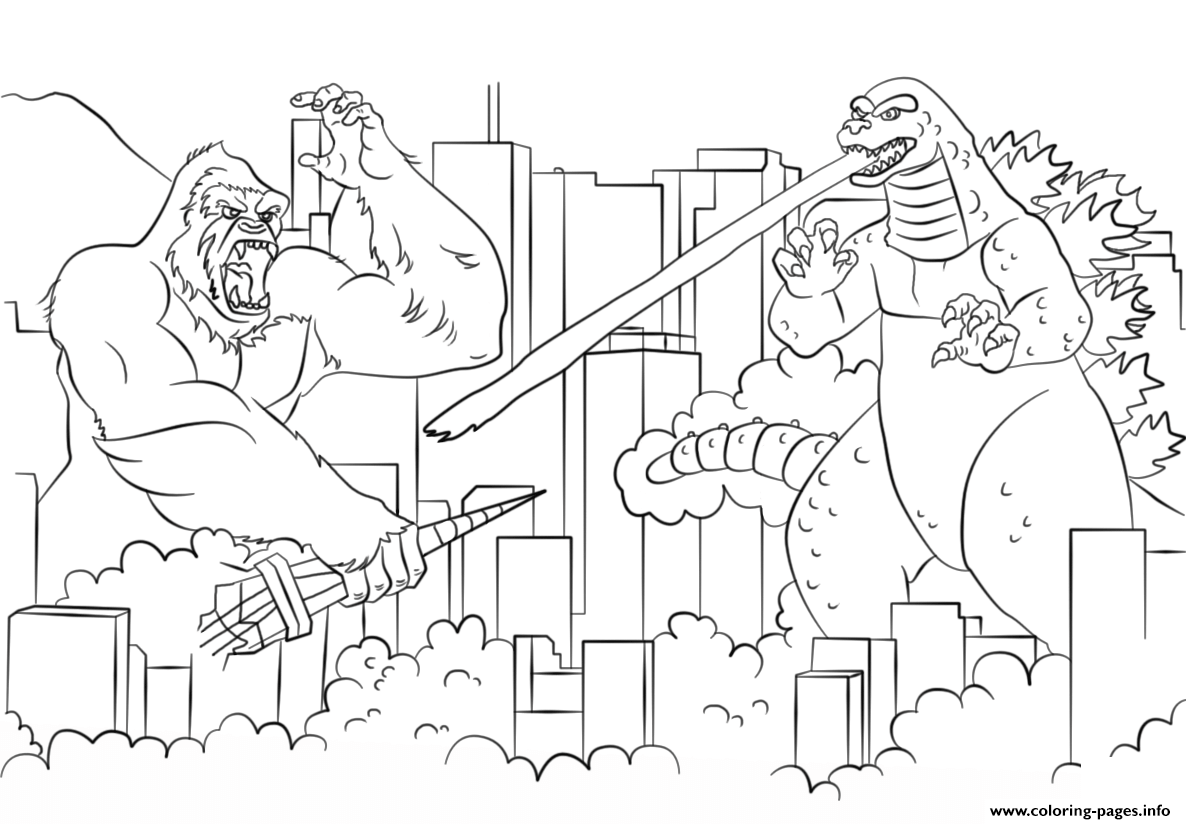King Kong Vs Godzilla 1962 Movie Coloring page Printable