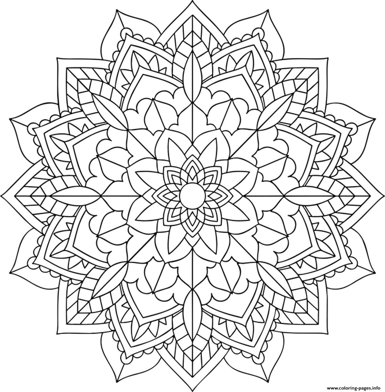 Floral Mandala Easy Coloring Pages Printable