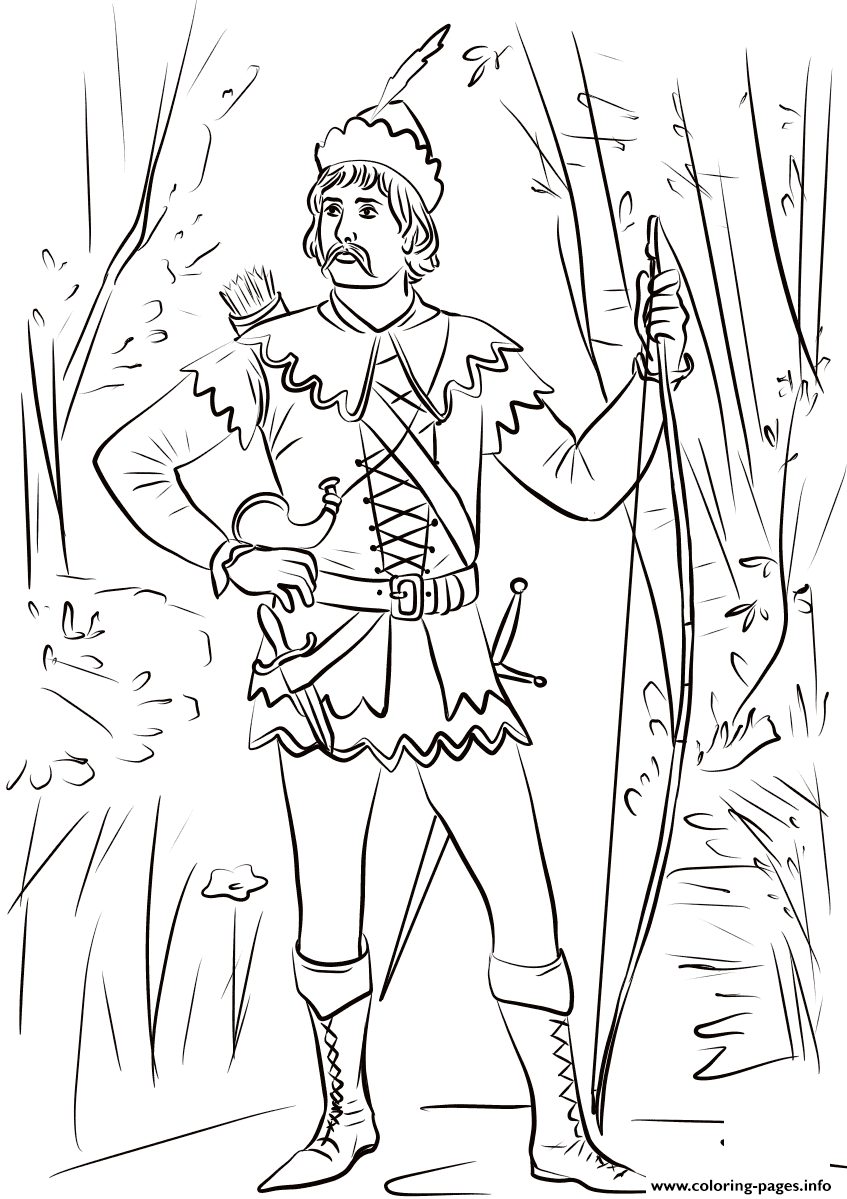 Robin Hood In Sherwood Forest United Kingdom Coloring Pages Printable