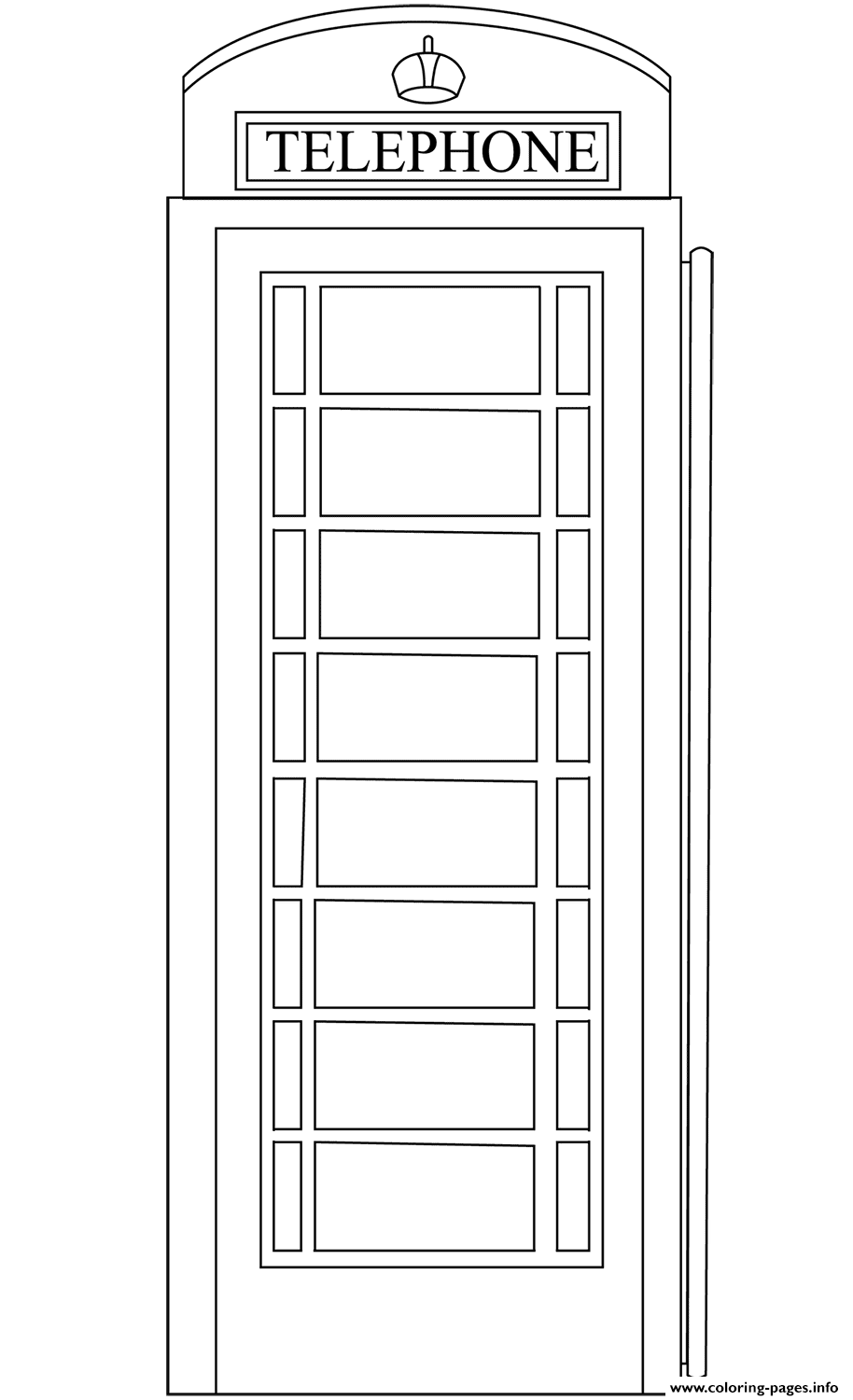 Red Telephone Box United Kingdom Coloring Pages Printable