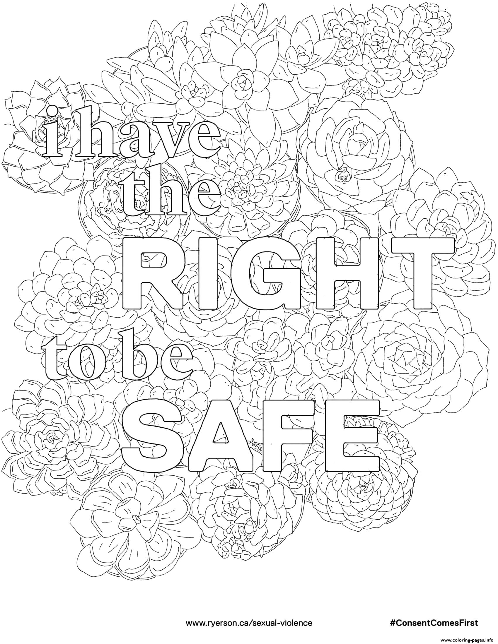 I Have The Right To Be Safe Coloring Pages Printable