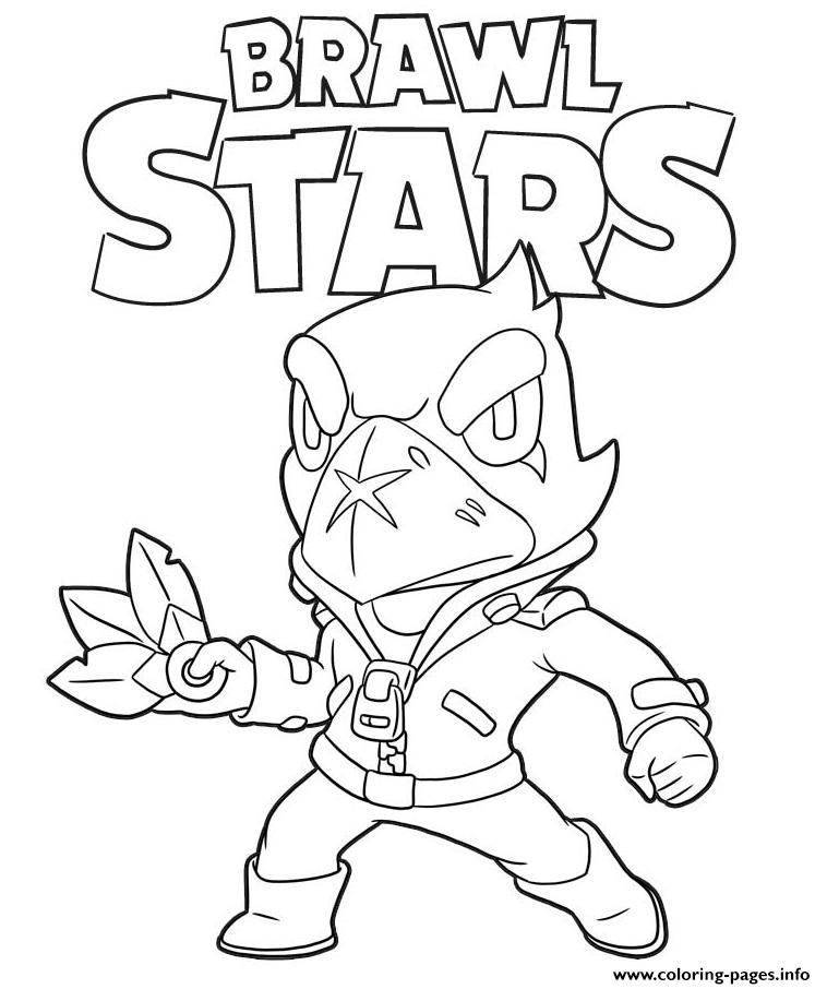 Crow Brawl Stars Game Coloring Pages Printable - dessin de brawl stars corbac mecha noire