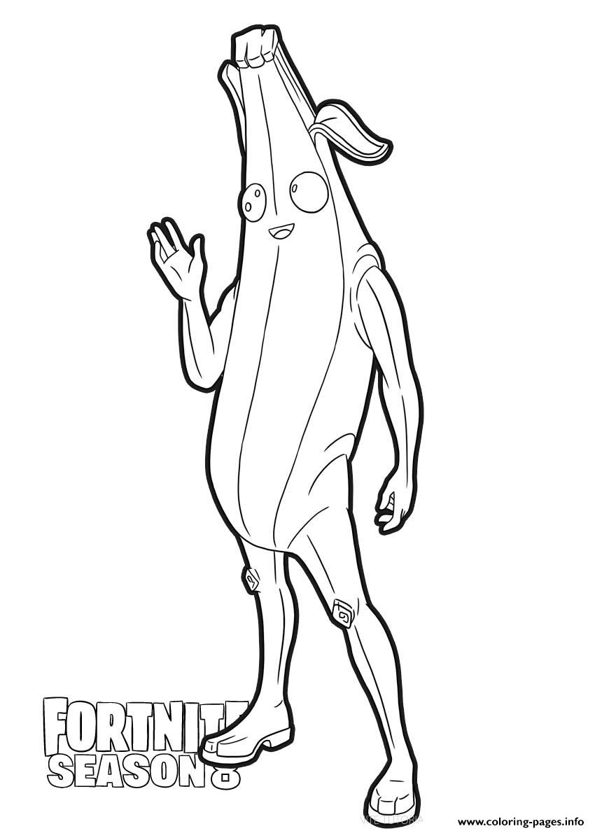Peely Skin From Fortnite Season 8 Coloring page Printable