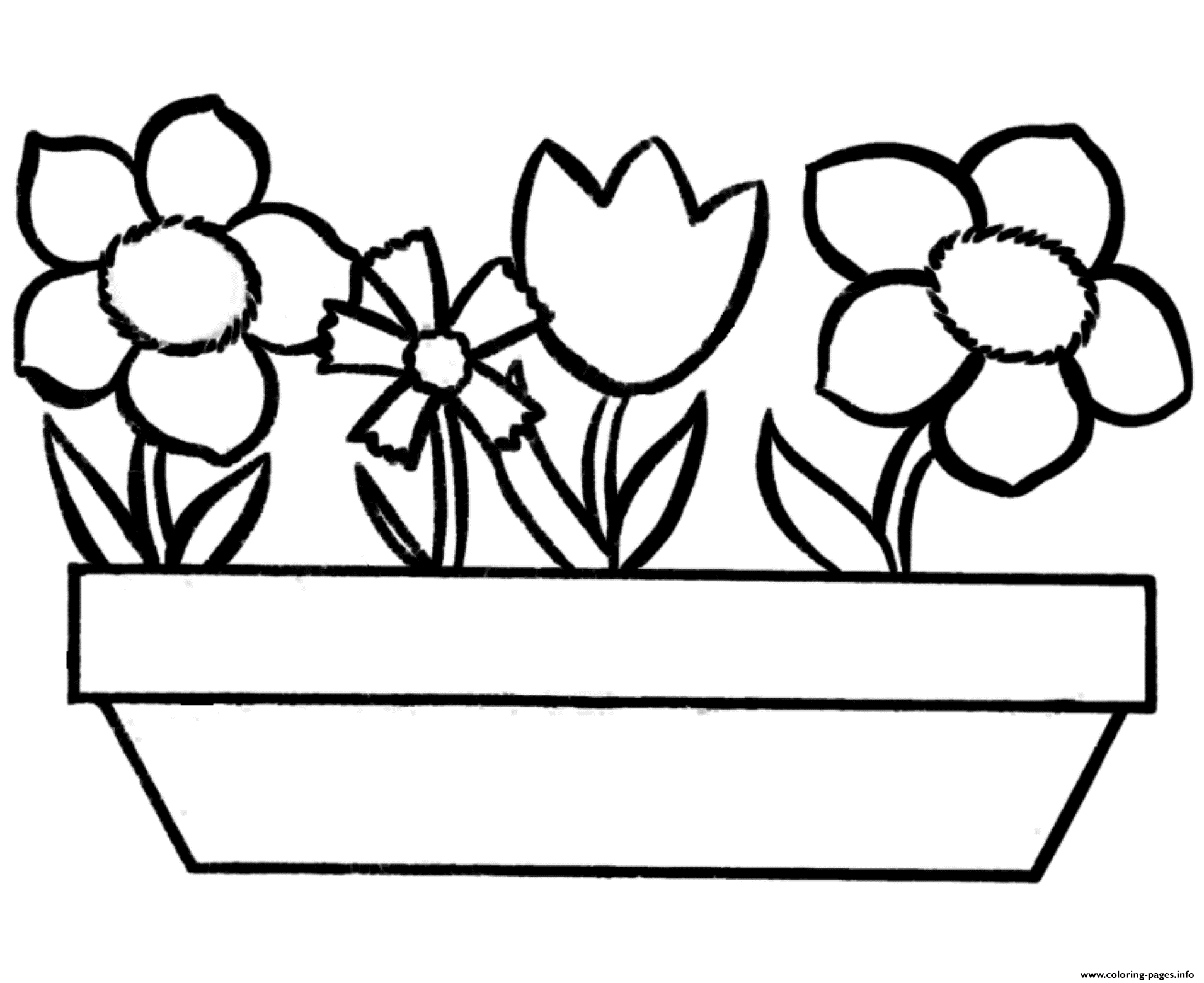 Download Kids Flowers Simple Coloring Pages Printable