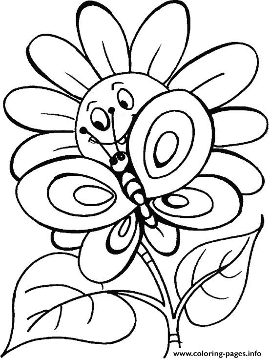 Butterfly S With Flowers Coloring Page Printable