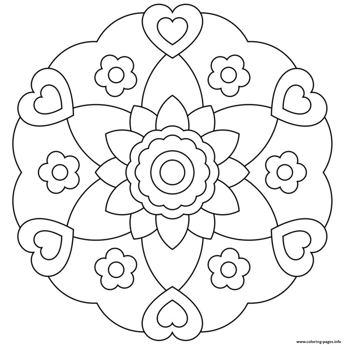 Flowerish Mandala Heart coloring