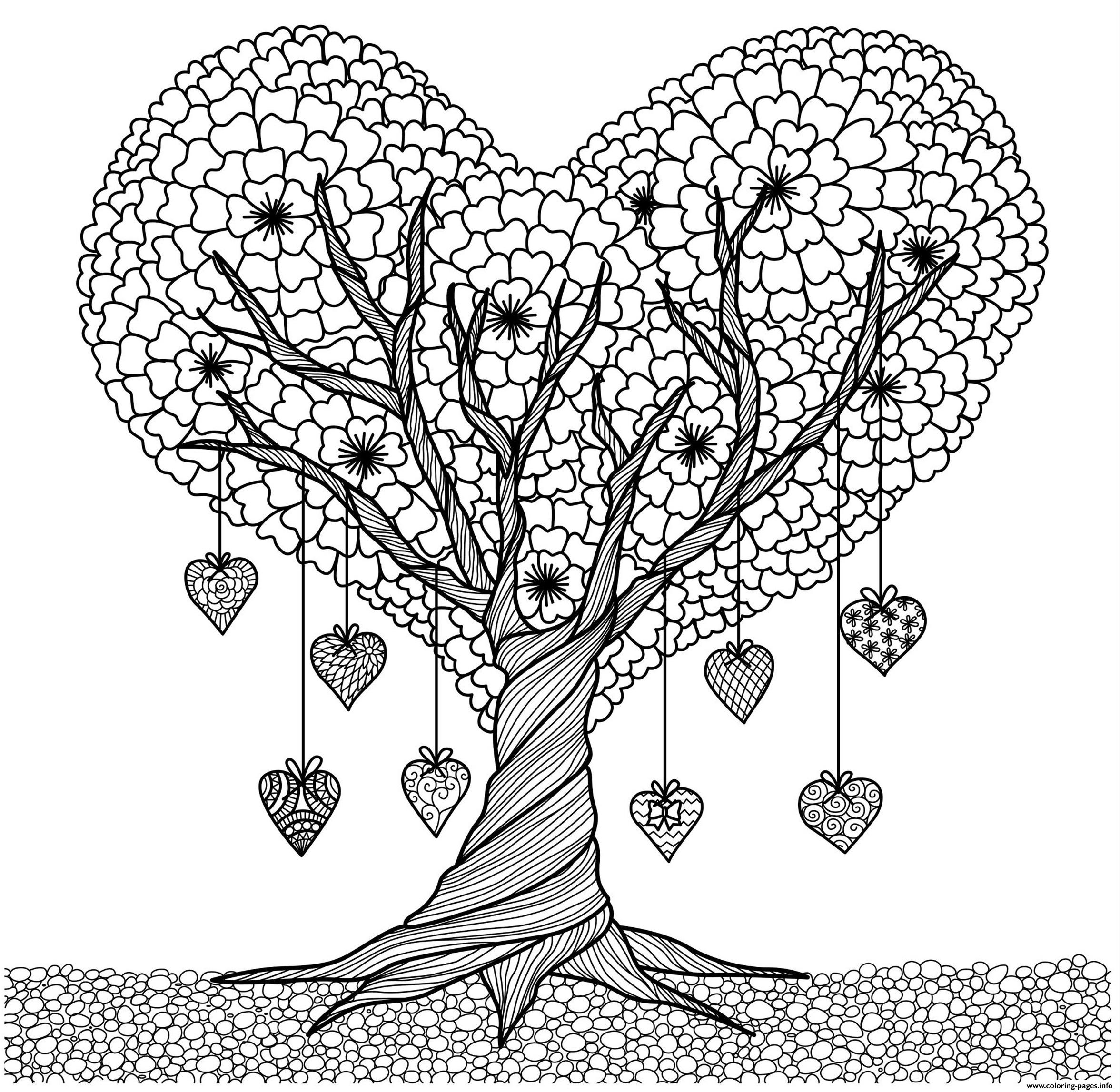 Discover Heart Tree Adults Coloring Pages Printable