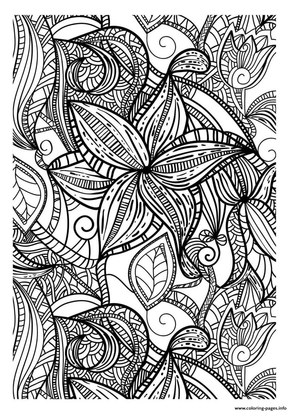 Abstract Elegant Pattern Adult Flowers Dark Coloring Pages Printable