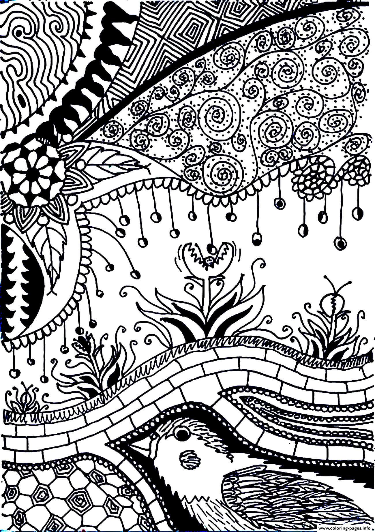 coloring adult flower adults zentangle doodle carnivorous classroom doodles flowers drawings patterns printable vegetation drawing mandala meeting zen zentangles tangle