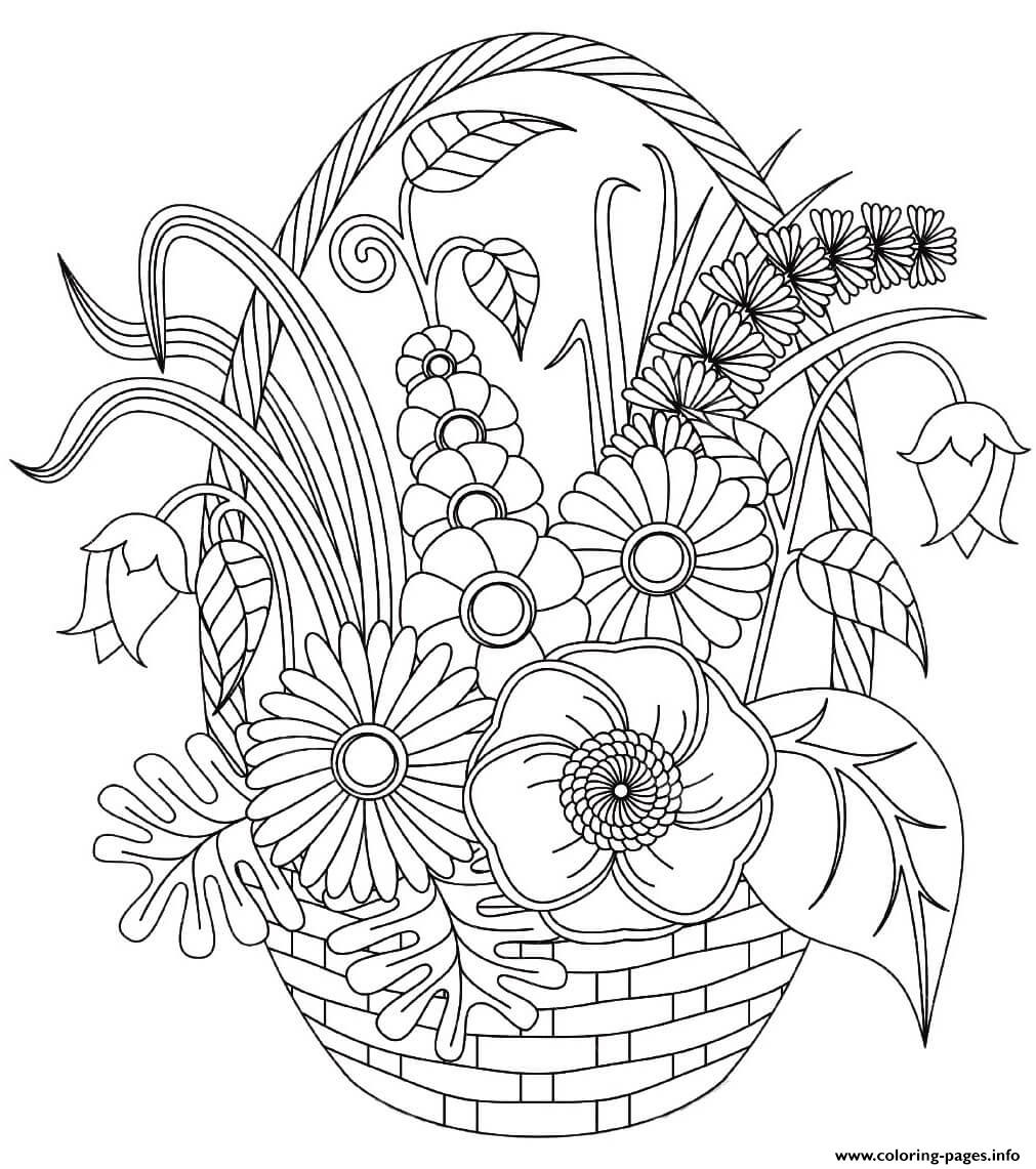 Download Beautiful And Various Flowers In A Basket Coloring Pages ...