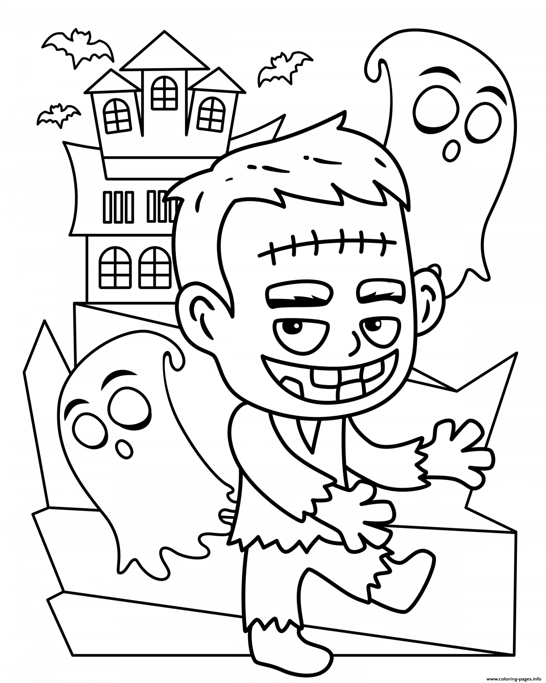 Halloween Frankenstein Cute Kids Coloring Pages Printable