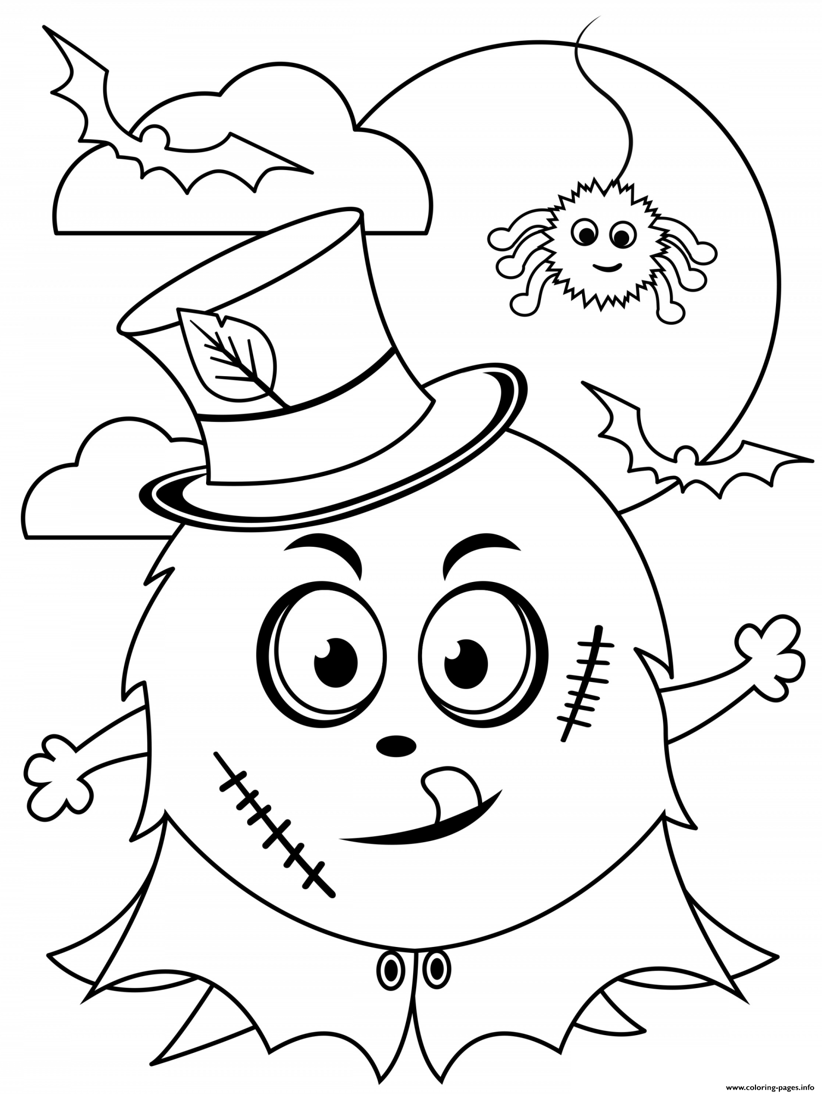 Halloween Monster Cute Kids Coloring Page Printable